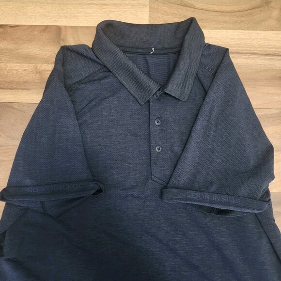 Lululemon Mens Metal Vent Tech Polo Short-Sleeve Shirt Navy Size Large Euc - Picture 5 of 10